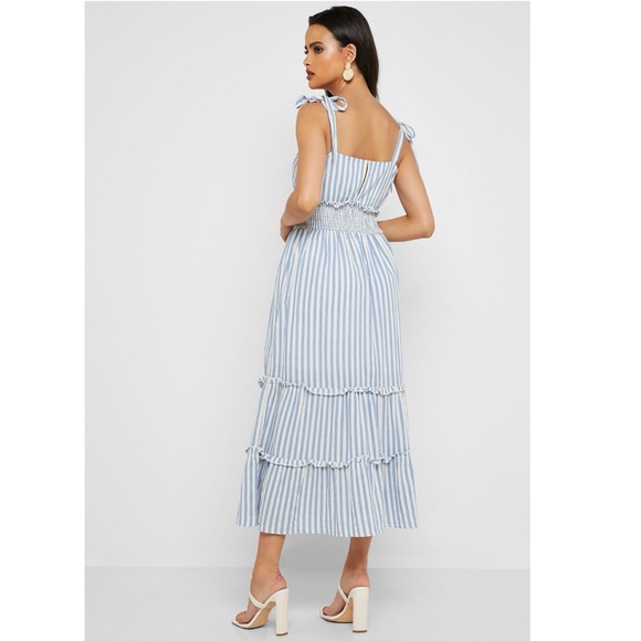 Vici English Factory Striped Tie Shoulder Maxi Dress Sz. S - Picture 2 of 9